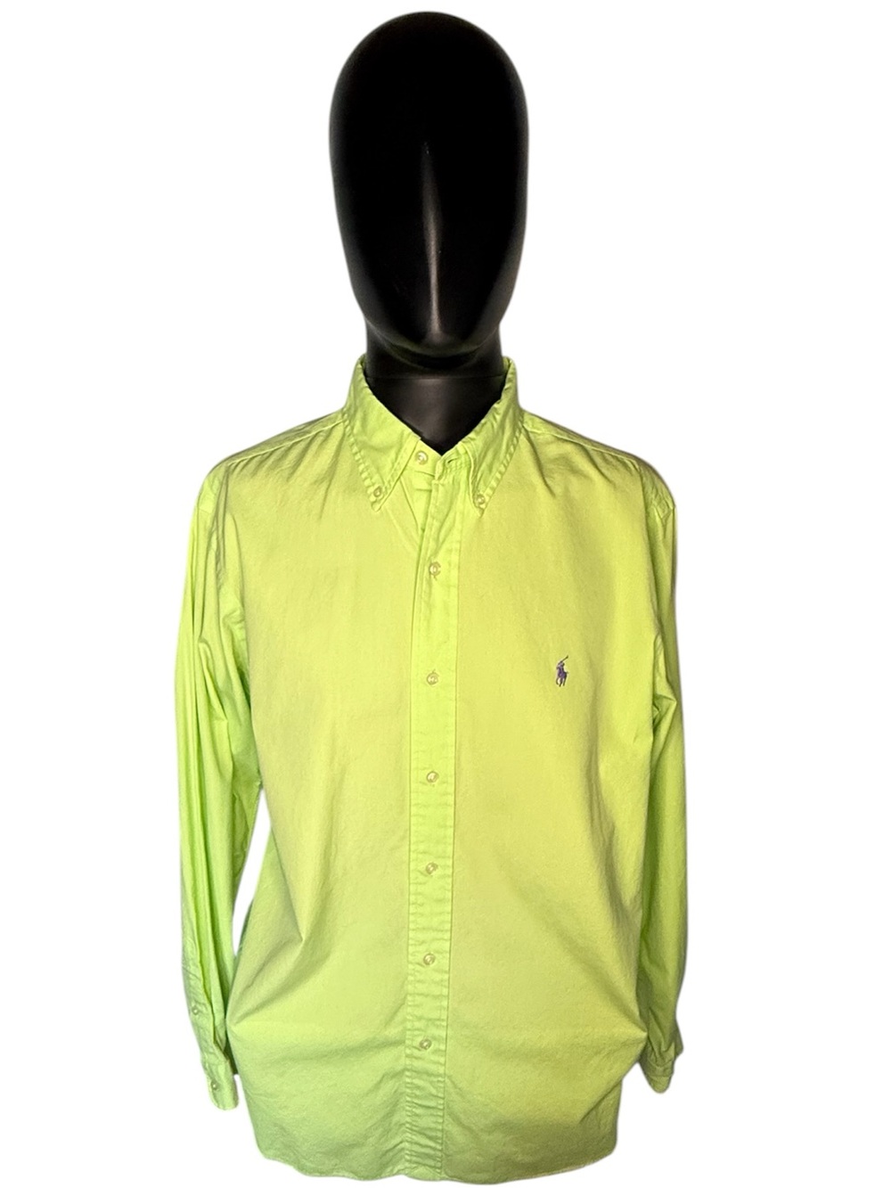 Polo Ralph Lauren Classic Fit Lime Green Button Down Dress Shirt Mens Size Large